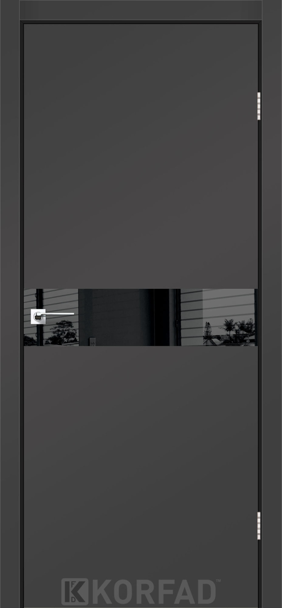 Міжкімнатні двері Korfad Glass loft plato GLP-01 Super PET антрацит Чорне скло Плівка