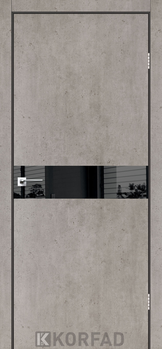 Міжкімнатні двері Korfad Glass loft plato GLP-01 Лайт бетон Чорне скло Плівка