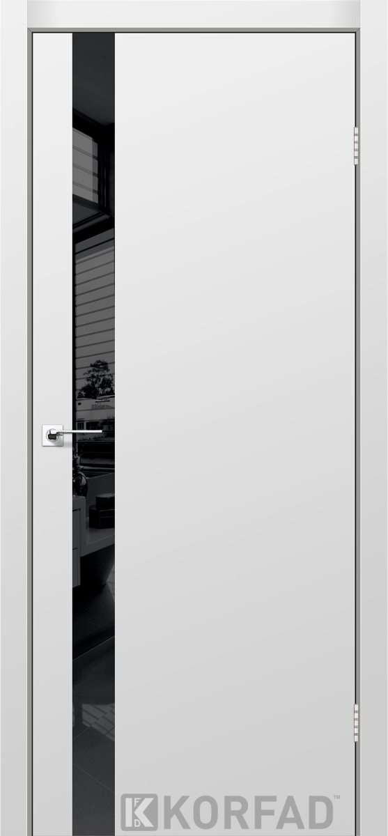 Міжкімнатні двері Korfad Glass loft plato GLP-02 Super PET сірий Чорне скло Плівка