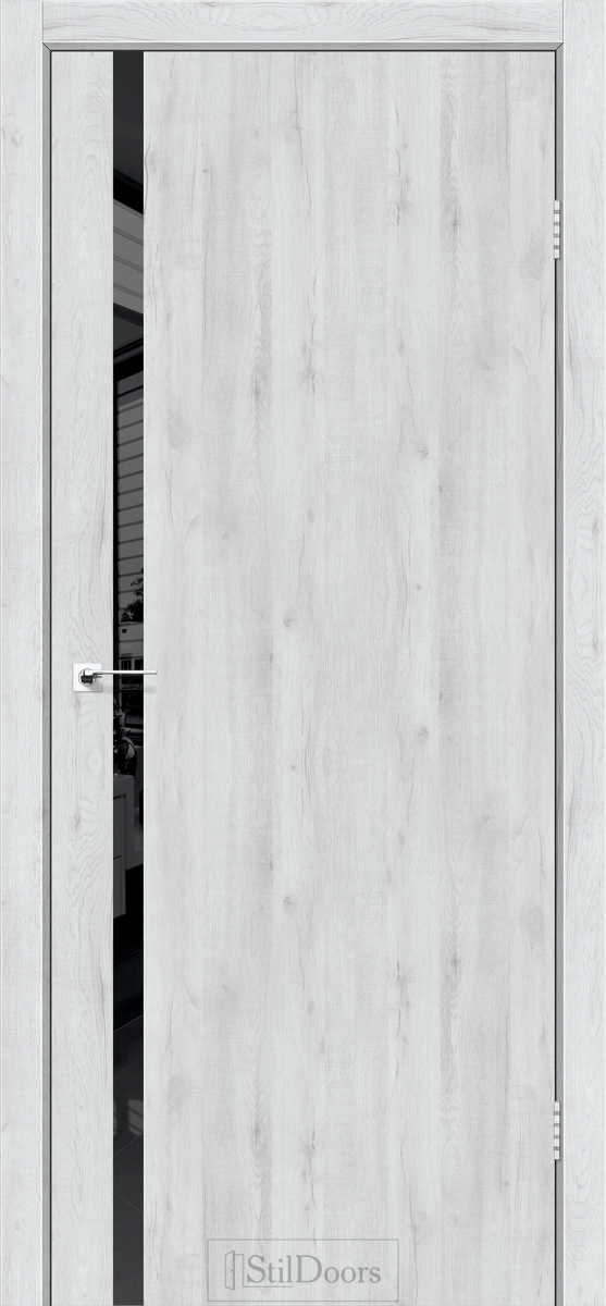 Міжкімнатні двері StilDoors LOFT GLASS Дуб Альпійський Чорне скло Плівка