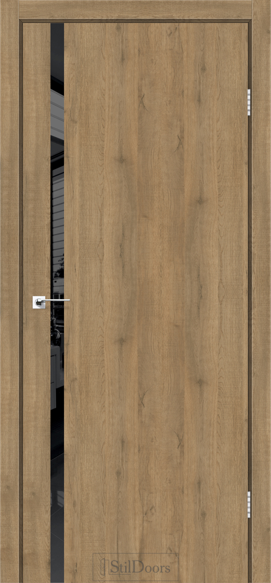 Міжкімнатні двері StilDoors LOFT GLASS Дуб Крафт Чорне скло Плівка