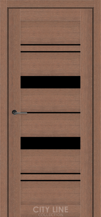 Міжкімнатні двері City Line Delta Дуб бронзовий Чорне скло Плівка