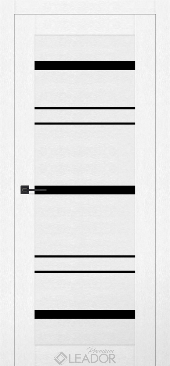 Міжкімнатні двері Leador Premium GERANIO Білий Металік Чорне скло Плівка