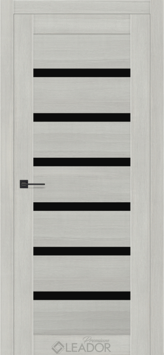 Міжкімнатні двері Leador Premium LATINA (Leador Premium) Альпака грей Чорне скло Плівка
