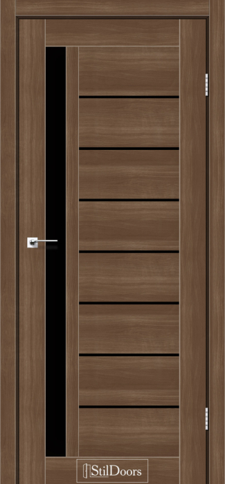 Міжкімнатні двері StilDoors LONDON Горіх золотий Чорне скло Плівка