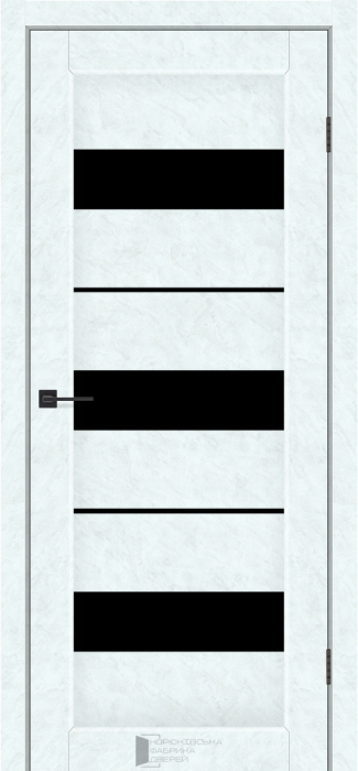 Міжкімнатні двері КФД Secret Бетон Білий Чорне скло Плівка