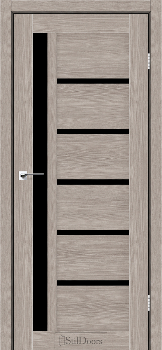 Міжкімнатні двері StilDoors NICE Капучіно Чорне скло Плівка