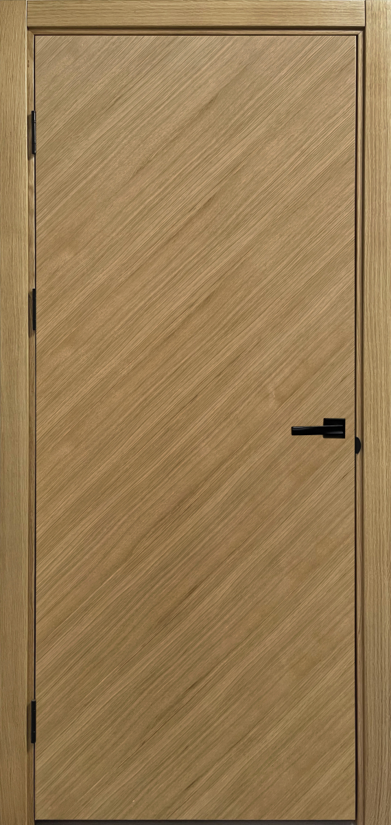 Міжкімнатні двері Подільські двері Діагональ 1 Світлий дуб Глухі Шпон натуральний