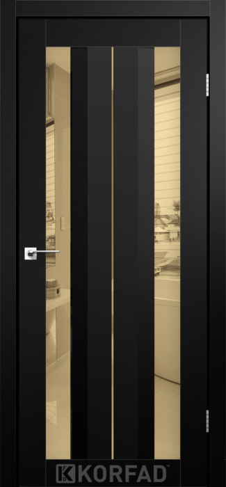 Міжкімнатні двері Korfad AL-01 Super PET чорний Дзеркало бронза Плівка