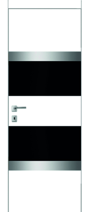 Міжкімнатні двері Azora FT.17.S.M Біла емаль Чорне скло Фарба