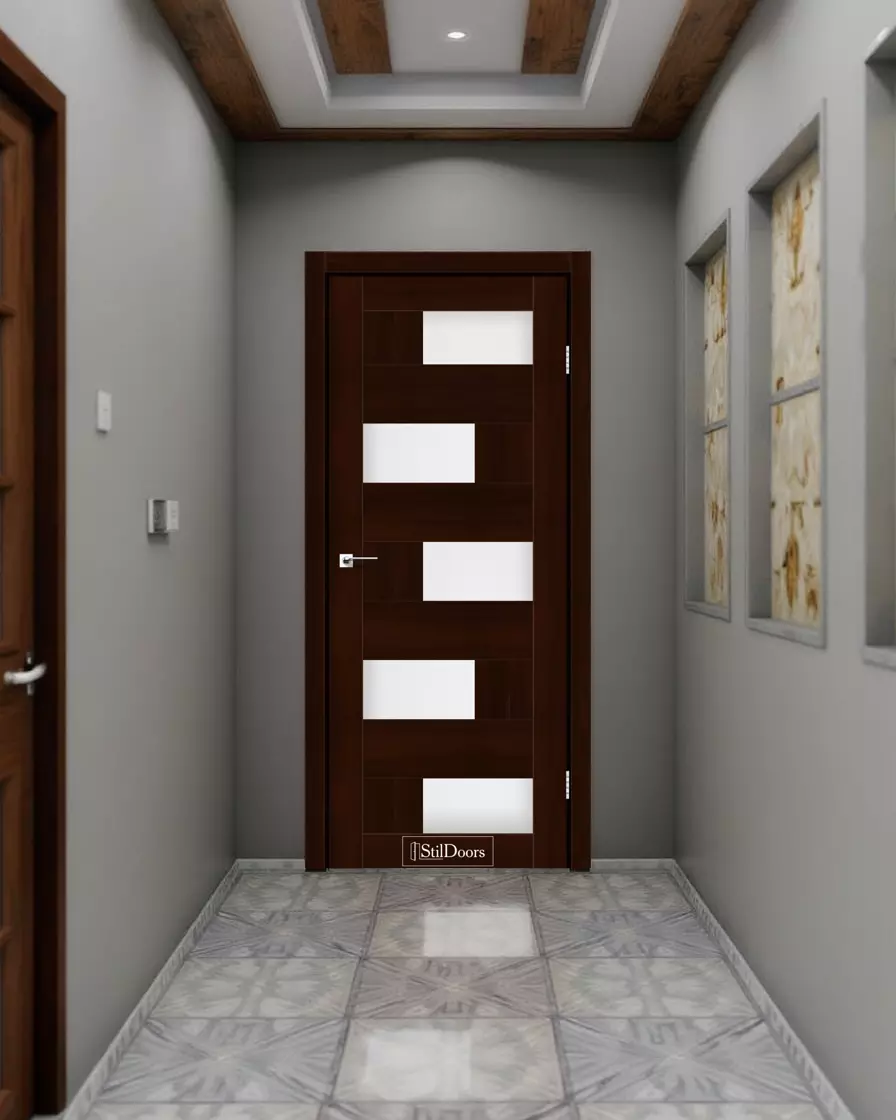 Міжкімнатні двері StilDoors NEPAL Каштан NEW Сатин білий Плівка Двері в інтер'єрі