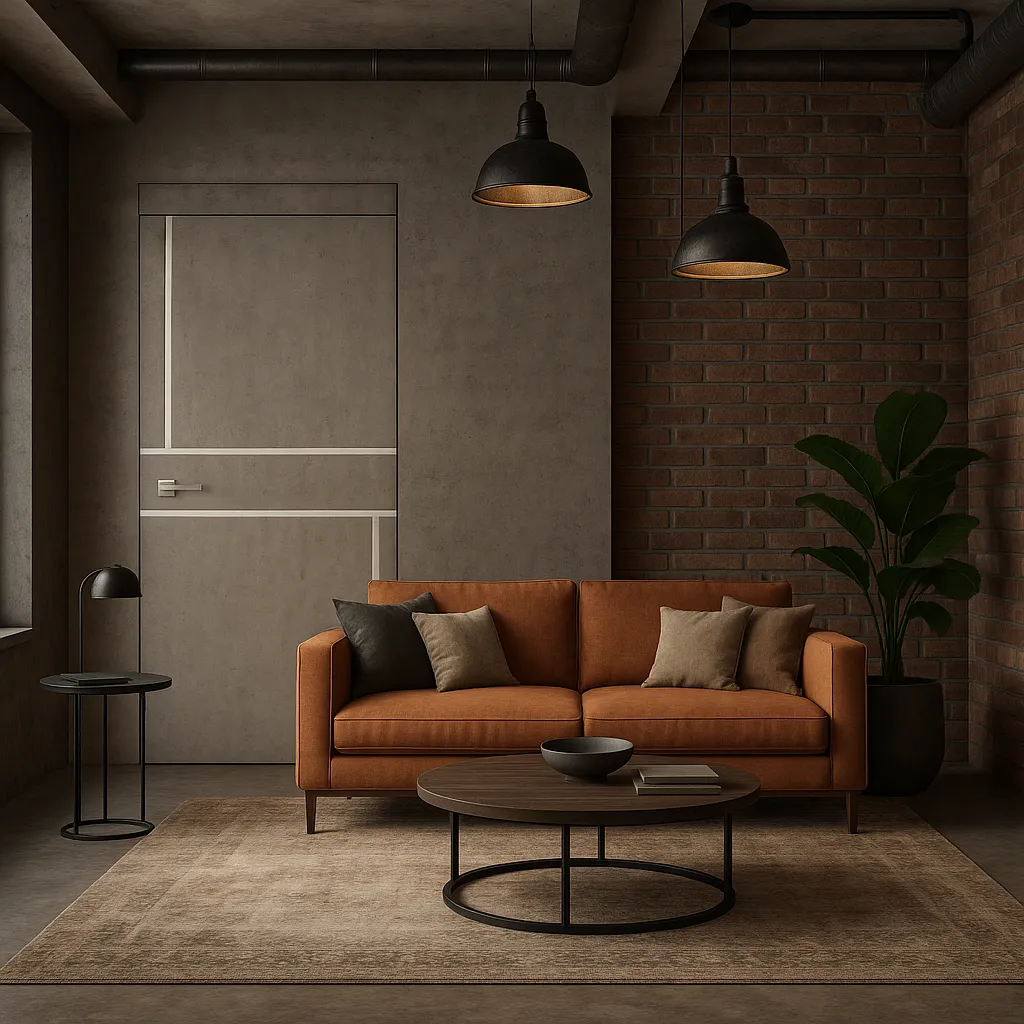 Міжкімнатні двері Korfad ALUMINIUM LOFT PLATO ALP-07 Лайт бетон Плівка Двері в інтер'єрі