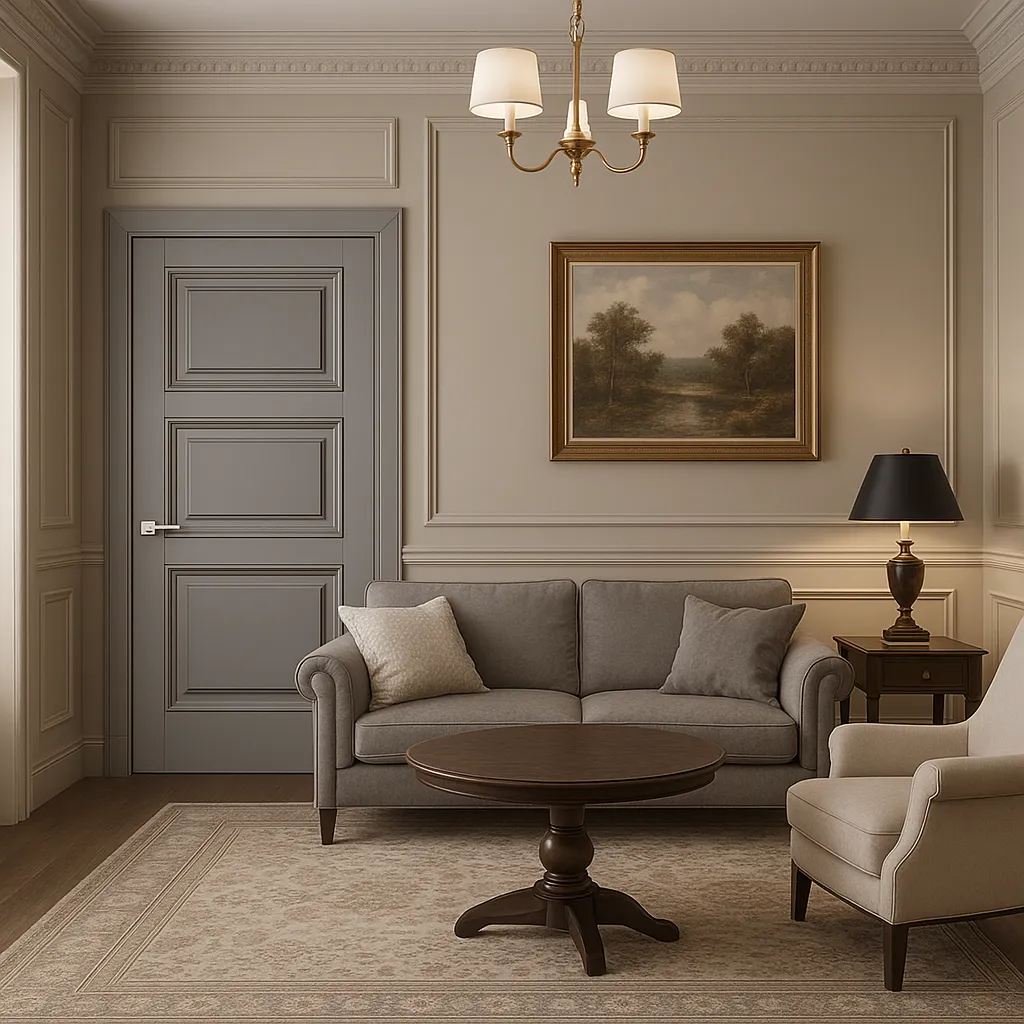 Міжкімнатні двері Estetdoors Grand 2D /2.4 RAL7036 Глухі Фарба Двері в інтер'єрі