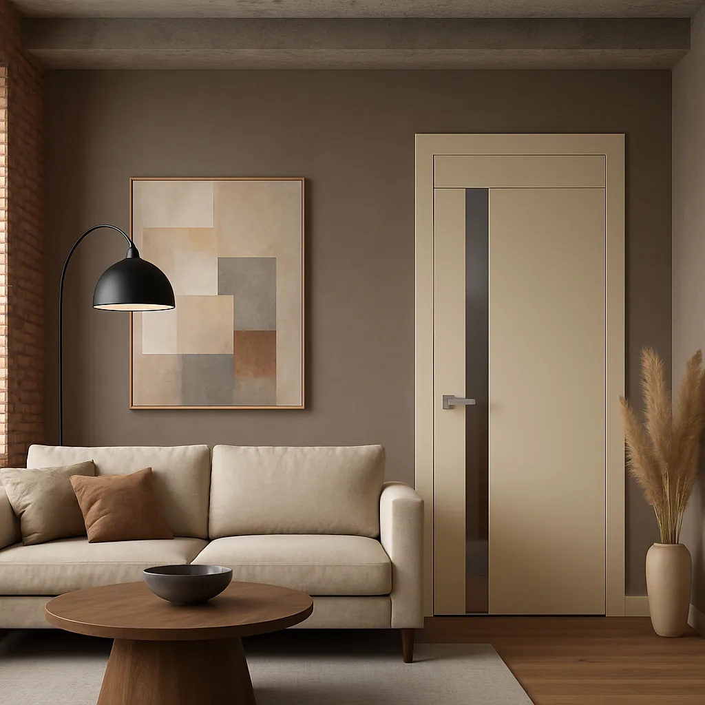 Міжкімнатні двері Estetdoors ULTRA 2 RAL1013 Дзеркало бронза Фарба Двері в інтер'єрі