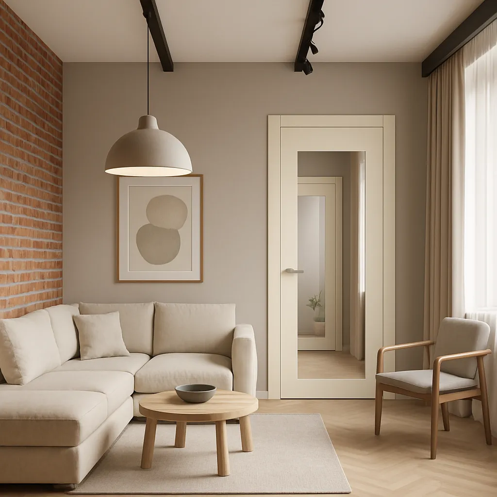 Міжкімнатні двері Estetdoors ULTRA 5 RAL9001 Дзеркало графіт Фарба Двері в інтер'єрі