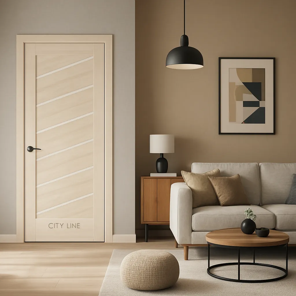 Міжкімнатні двері City Line Grandin Атлантік Крем Сатин білий Плівка Двері в інтер'єрі